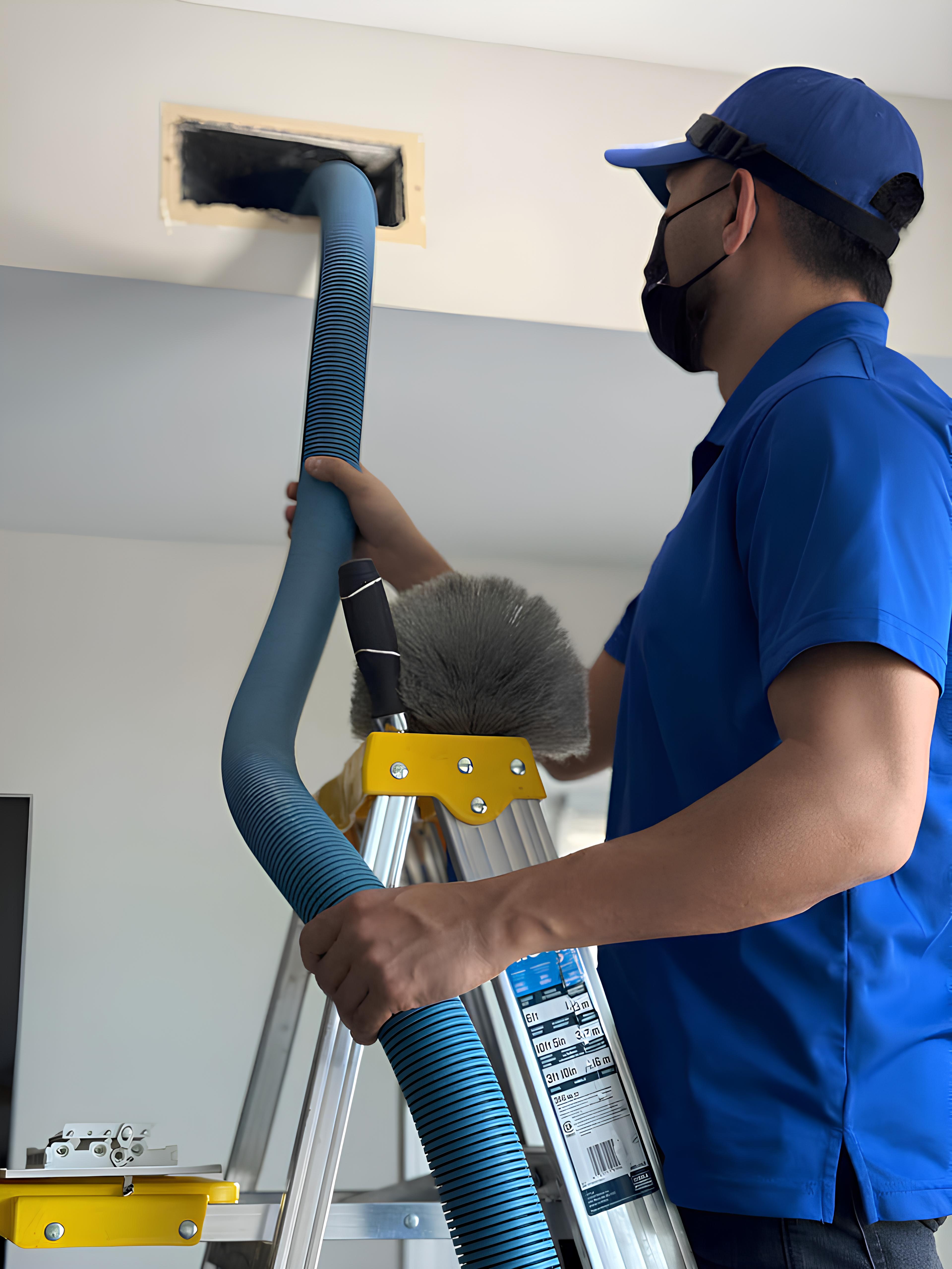 Technician with hose